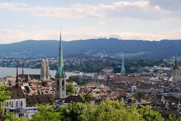 This photo of "the churches of Zurich" focuses on yet another aspect of the global city of Zurich, Switzerland: its ecclesiastical tradition.  Photo is by Eigenes Bild ... used courtesy of the GNU Free Documentation 1.2 License. (http://commons.wikimedia.org/wiki/File:Zuerich_vier_Kirchen.jpg) 